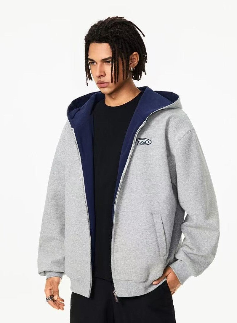 ACHOCK Logo Print Two-tone Hooded Sweatshirt