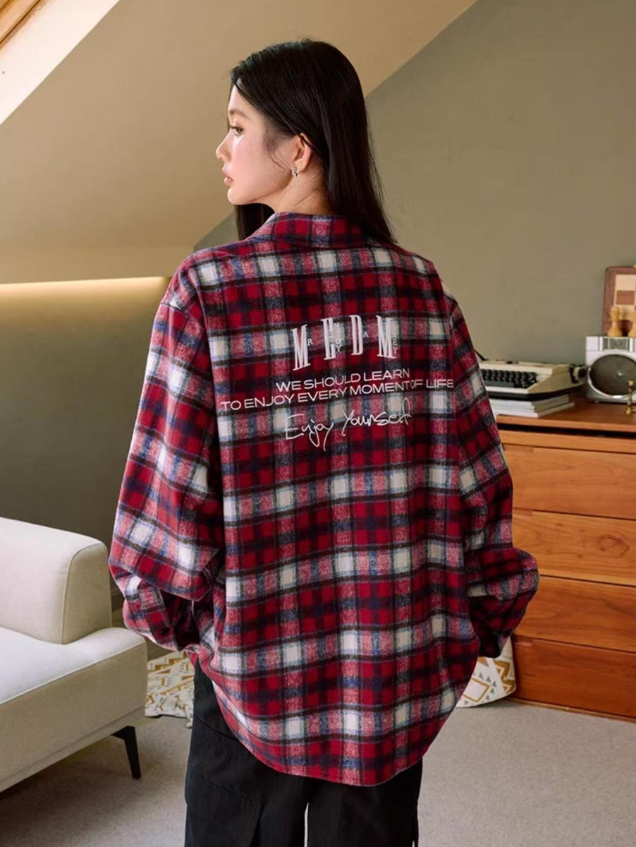 MEDM Plaid Long-sleeve T-Shirt