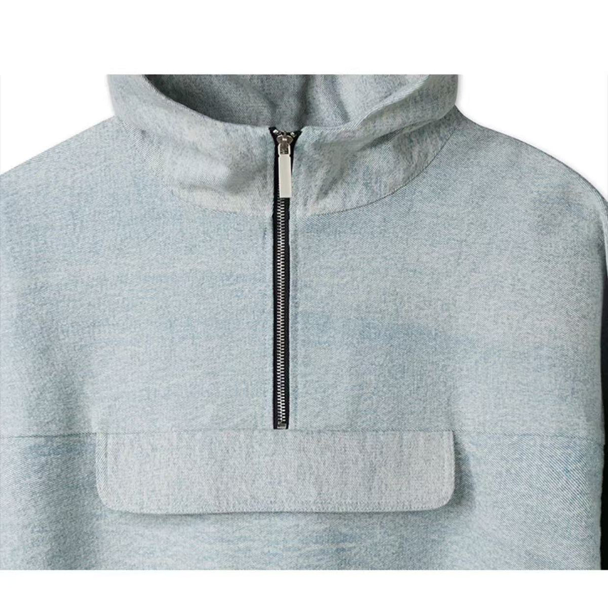 SLAMBLE Washed Half-zip Casual Trendy Hoodie