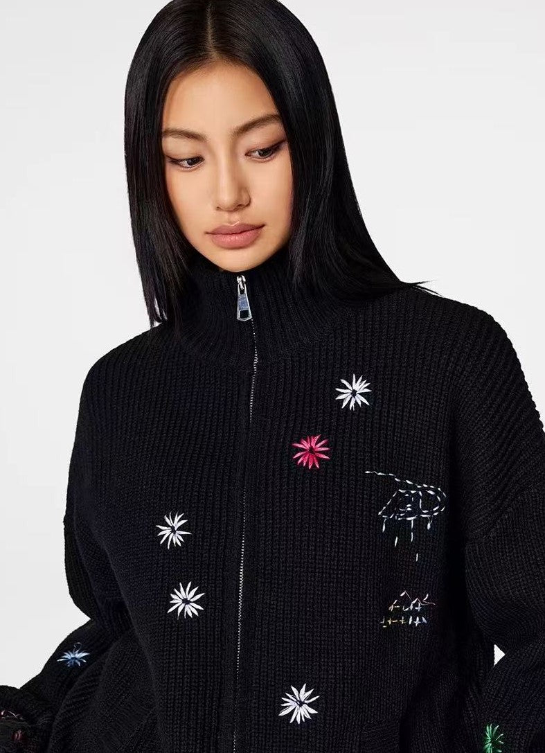ACHOCK Vintage Floral Embroidered Sweater