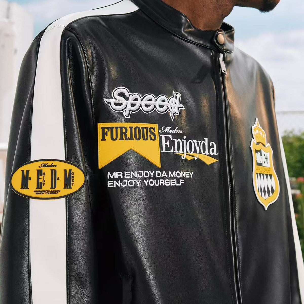 MEDM Retro Racing Leather Jacket