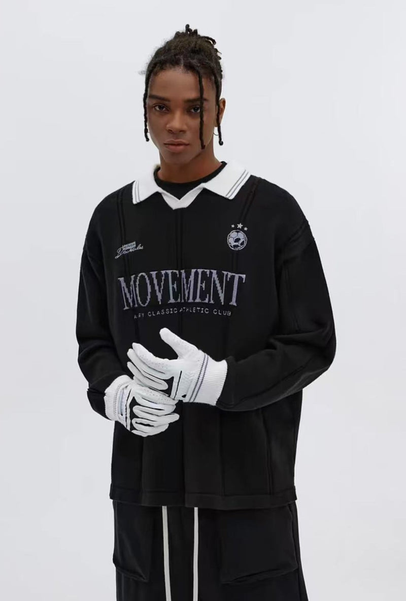 ATRY Contrast Embroidered POLO Striped Sweater