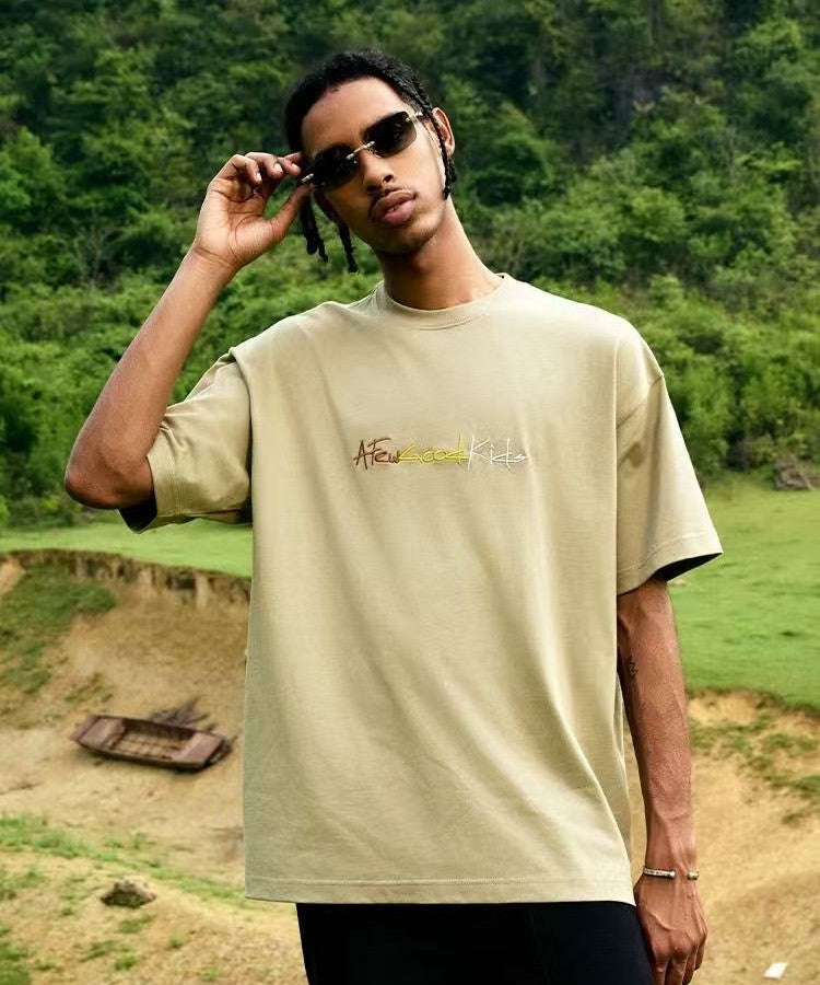 AFGK Cursive Logo Embroidered Short-sleeve T-shirt