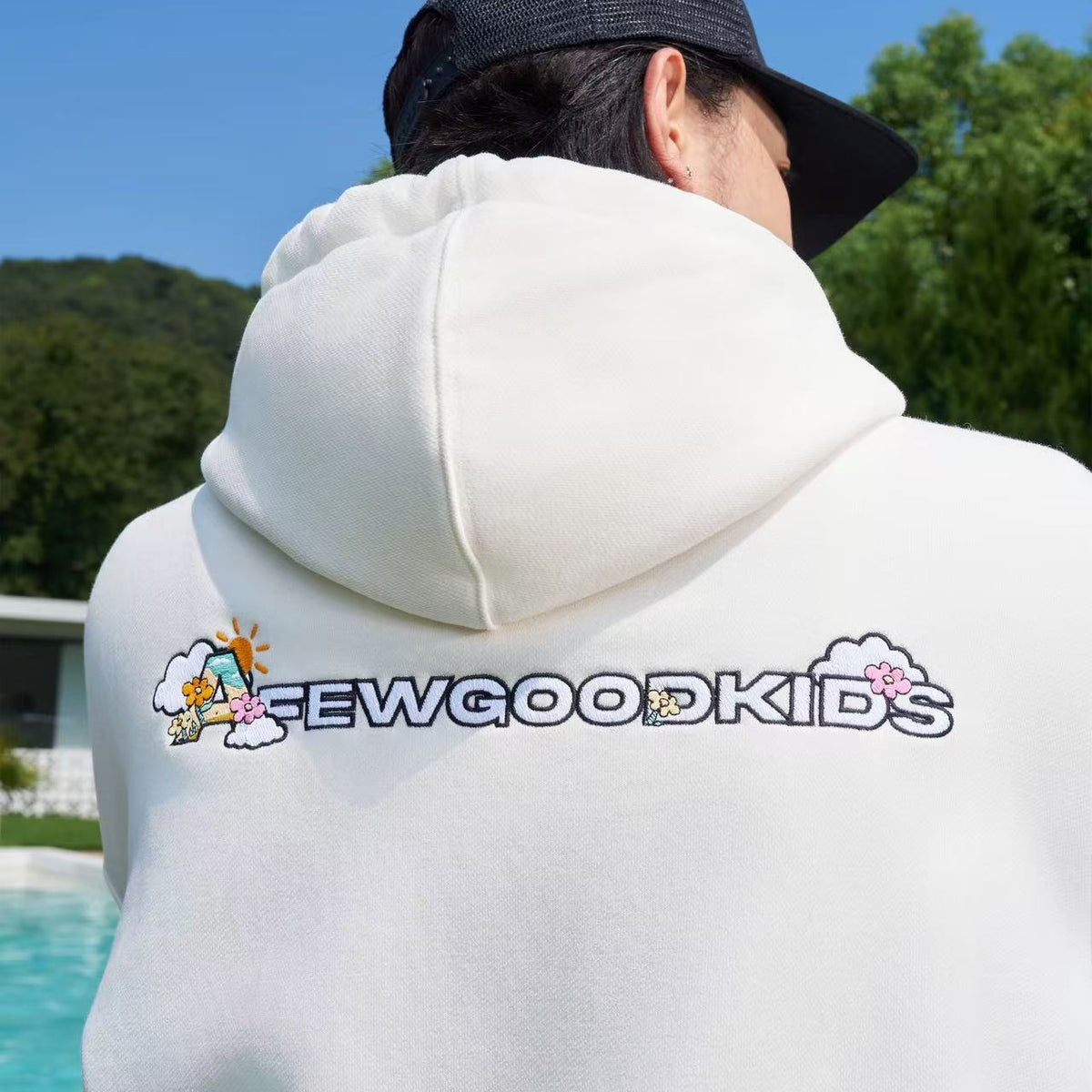 AFGK Hand-painted Lettering Embroidered Zipper Cardigan