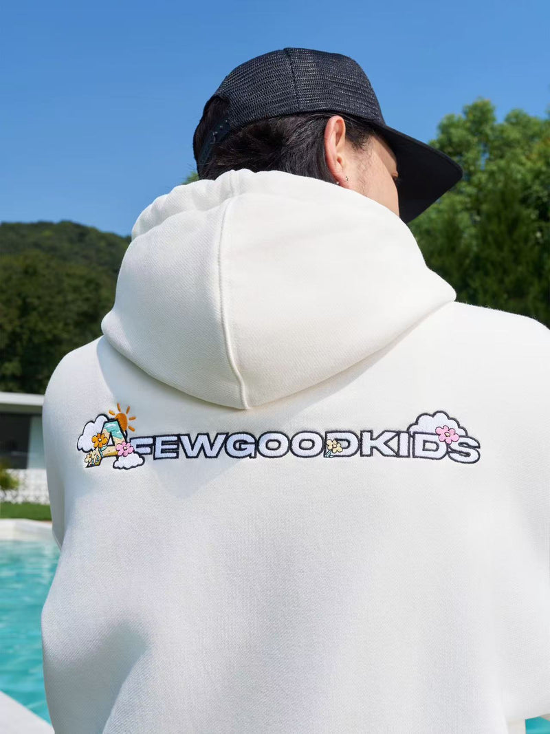 AFGK Hand-painted Lettering Embroidered Zipper Cardigan