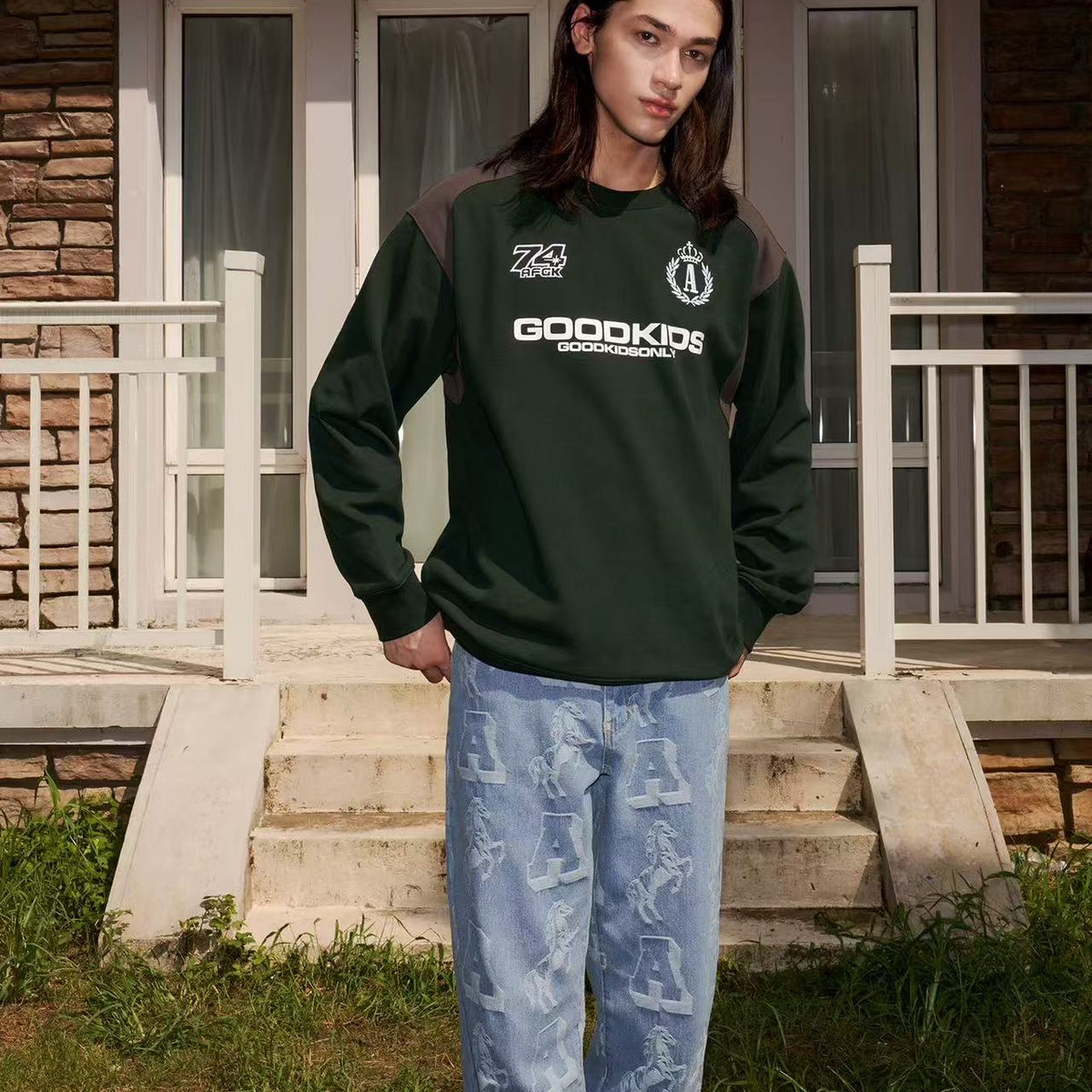 AFGK Retro Pullover Long-sleeve Sweatshirt