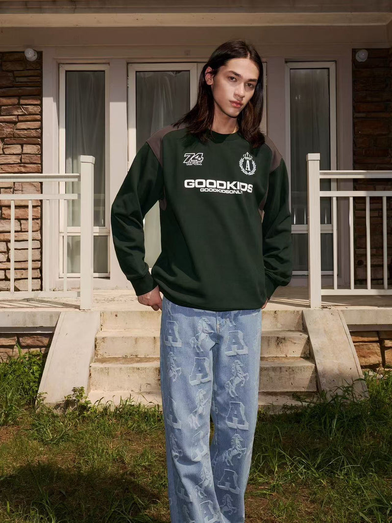 AFGK Retro Pullover Long-sleeve Sweatshirt