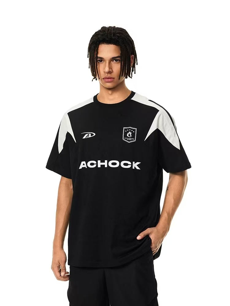 ACHOCK Casual Basic Patchwork Contrasting Color T-shirt