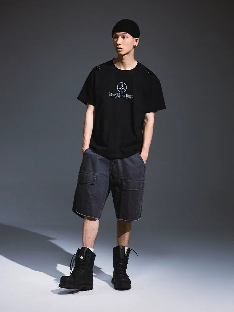 REMEDY Retro Distressed Short-sleeved T-shirt