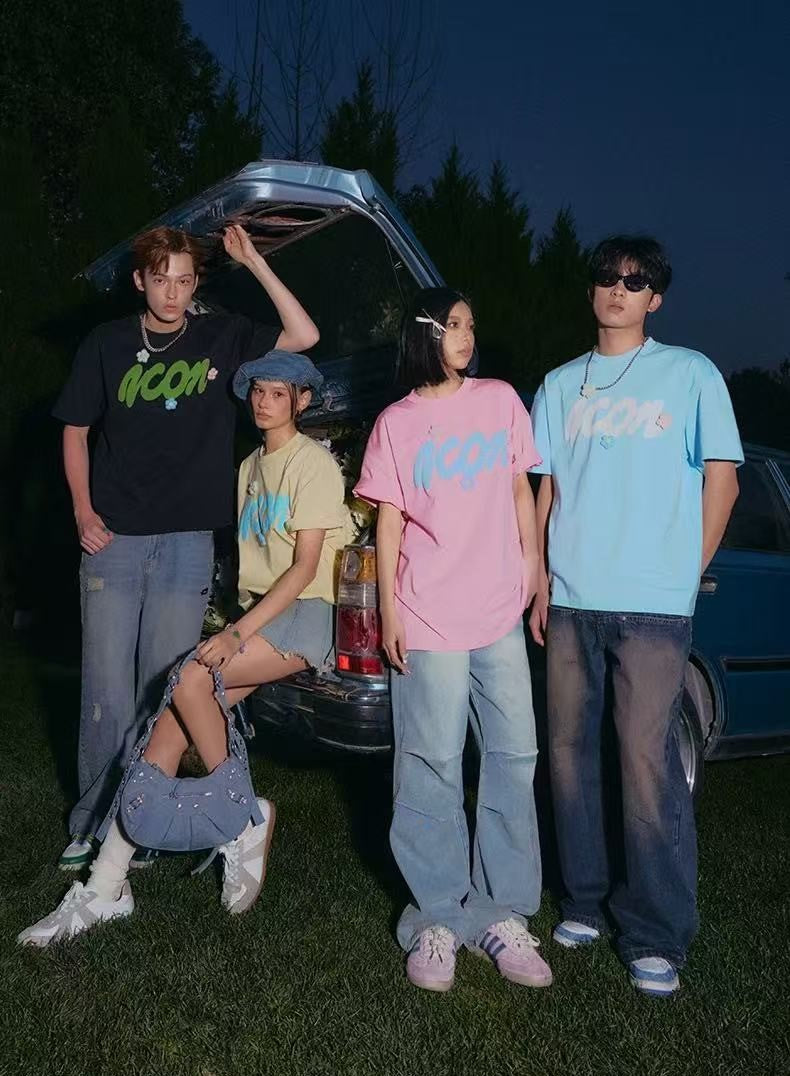 ICONSLAB 3-D Woolen Flower Logo T-shirt