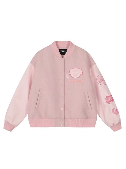 ACHOCK Vintage Embroidered Baseball Jacket