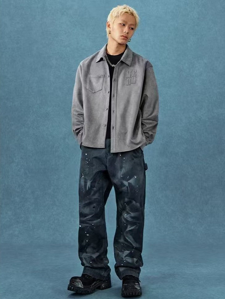 MEDM  Basic Logo Suede Shirt Jacket
