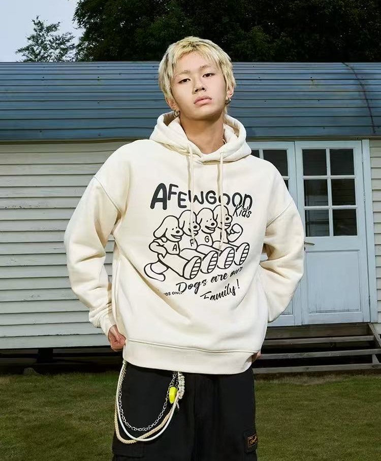 AFGK  Friendly Puppy Cartoon Plush Hoodie