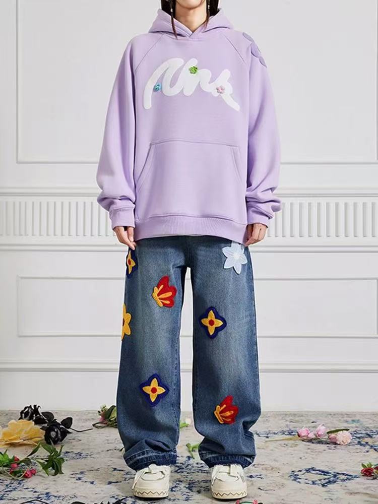 ACHOCK Petal Embroidered Jeans