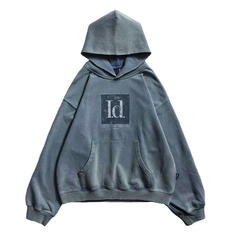 REMEDY Washed Distressed Printing Hoodie