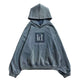 REMEDY Washed Distressed Printing Hoodie