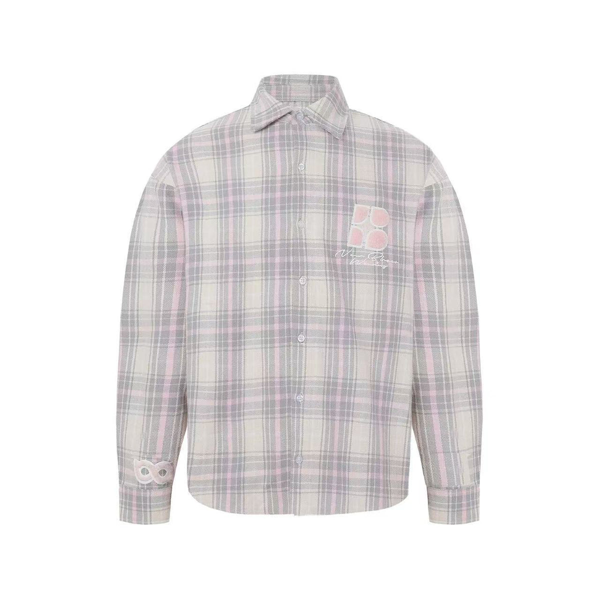 BIPOLAR Fleece patchwork Brushed Contrast plaid Tops
