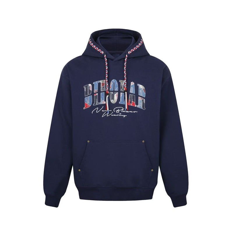 BIPOLAR Denim Patchwork Plaid Hoodie