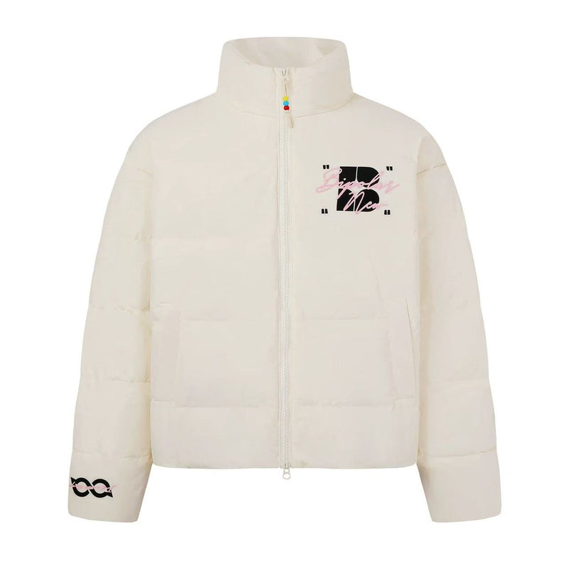 BIPOLAR Contrast Color Embroidered Letters Down Jacket