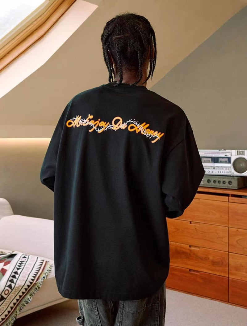 MEDM Flowers and Thorns Circular Text Long-sleeved T-shirt