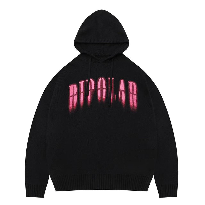 BIPOLAR Direct Print Letter Hooded Sweater