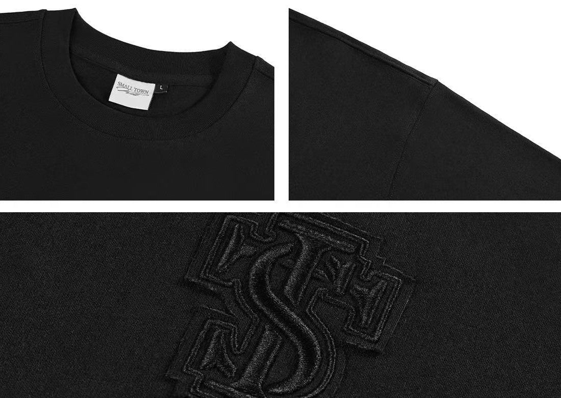 STK Vintage Circular Applique Embroidered Long-Sleeve T-Shirt