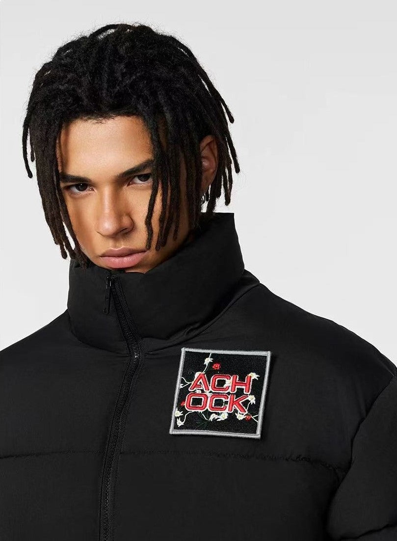ACHOCK Waffle Logo Designed Velcro Warm Cotton Coat
