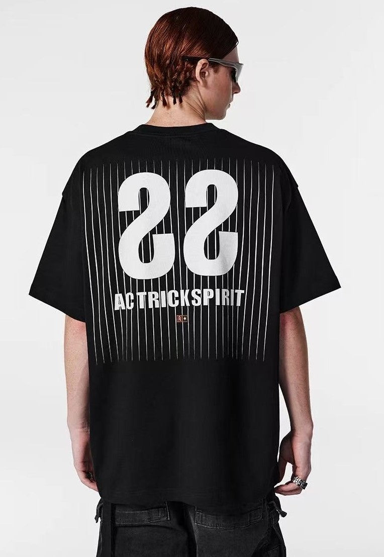 ACHOCK Screen Stripe Print Design Round Neck T-shirt