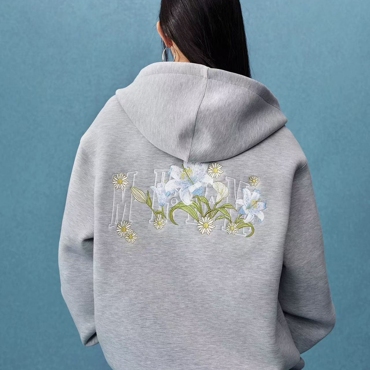 MEDM Floral Air Layer Embroidered Zip Hoodie