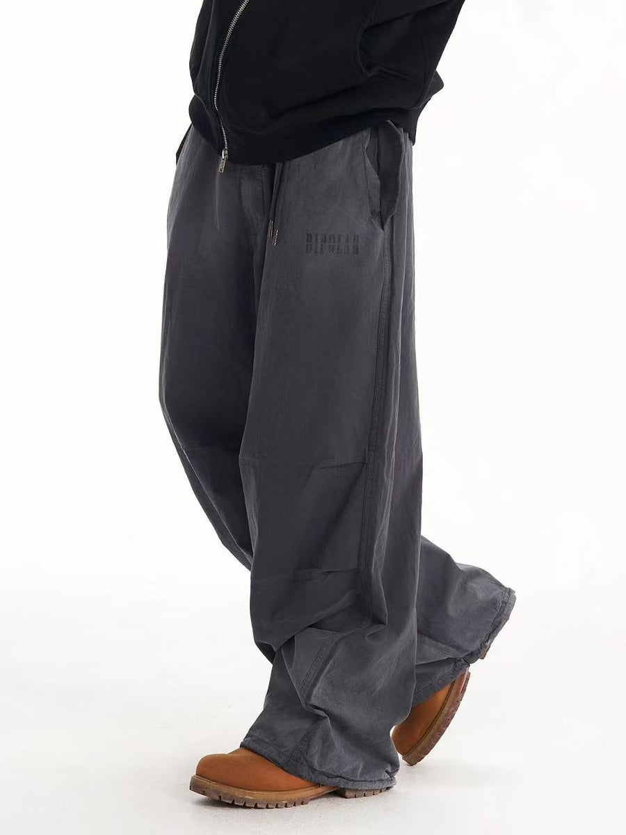 BIPOLAR Washed Wide-leg Spray-painted Pants