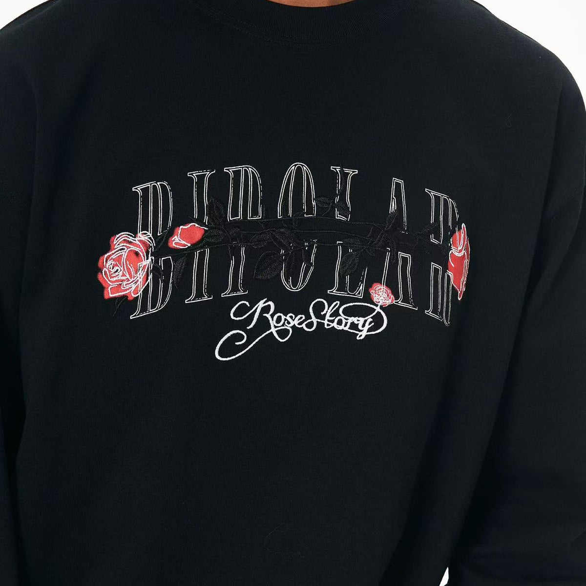 BIPOLAR Neon Rose Embroidered Long-sleeves T-shirts