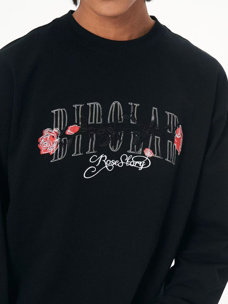 BIPOLAR Neon Rose Embroidered Long-sleeves T-shirts