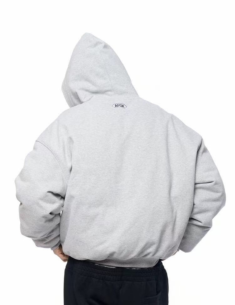 AFGK Badge Embroidered Down Hoodie Jacket
