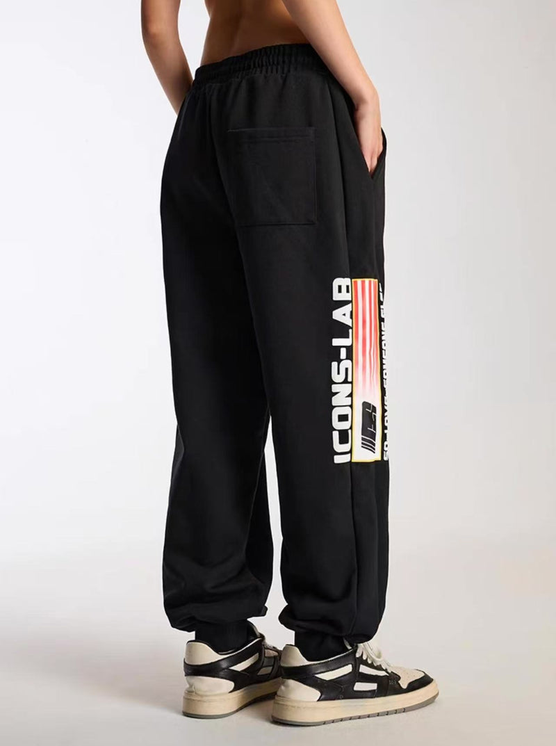 ICONSLAB Side Seam Flag Foam Printed Trousers