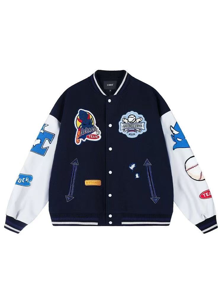 ACHOCK Fun Embroidery Baseball Jacket
