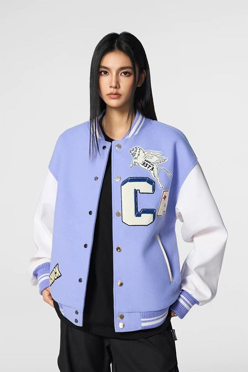 ACHOCK Simple Campus Baseball Jacket