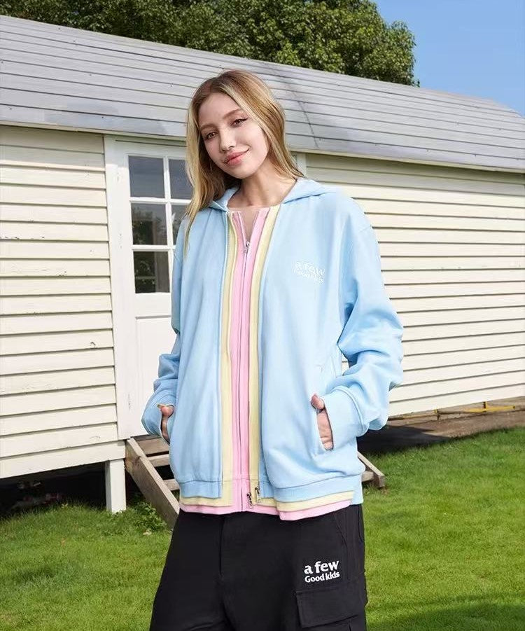 AFGK Colorful Multi Placket Cardigan Sweatshirt