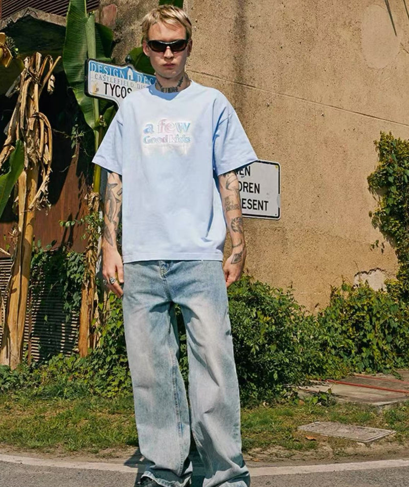 AFGK Versatile Melted Syrup Letter Short-sleeves T- shirt