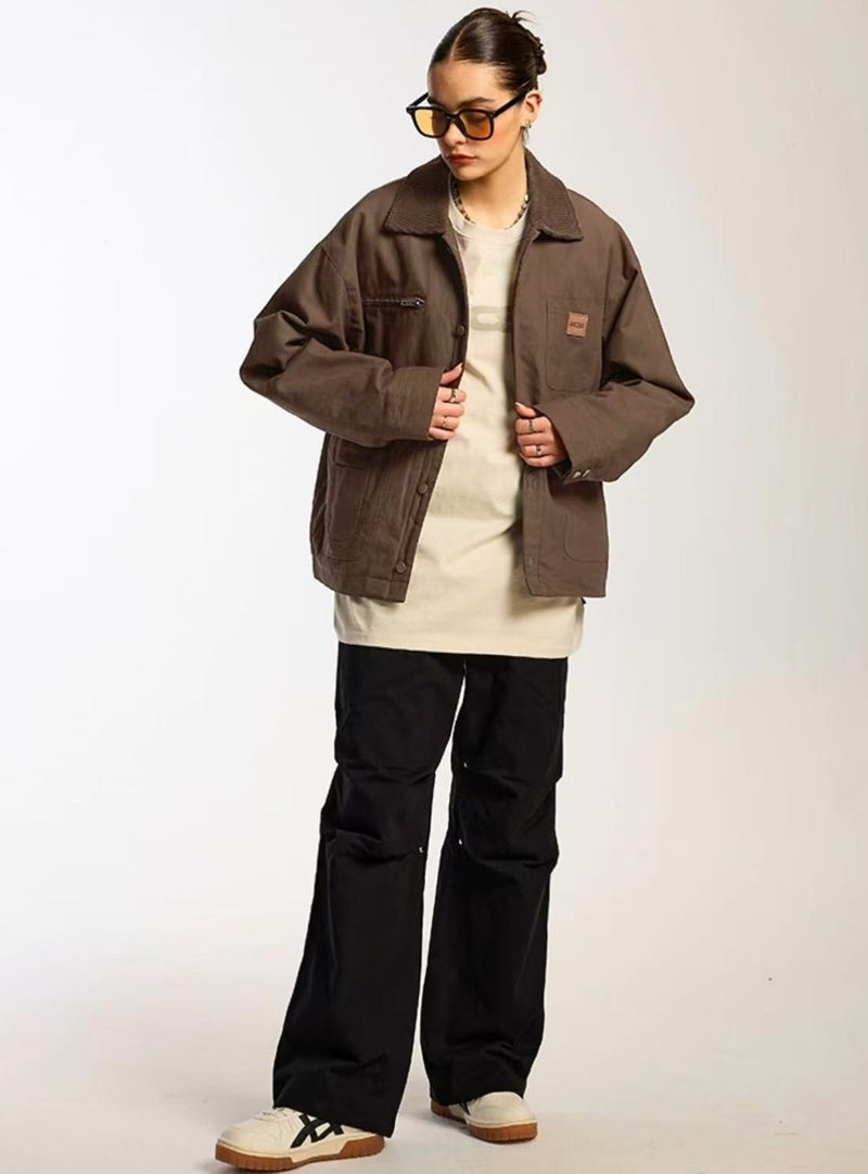 ICONSLAB Corduroy Collar Barn Style Work Jacket