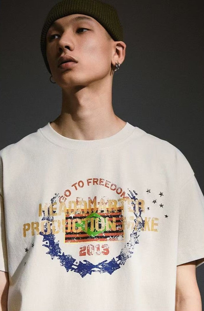 REMEDY Distressed Letter Print Short-sleeve T-shirt