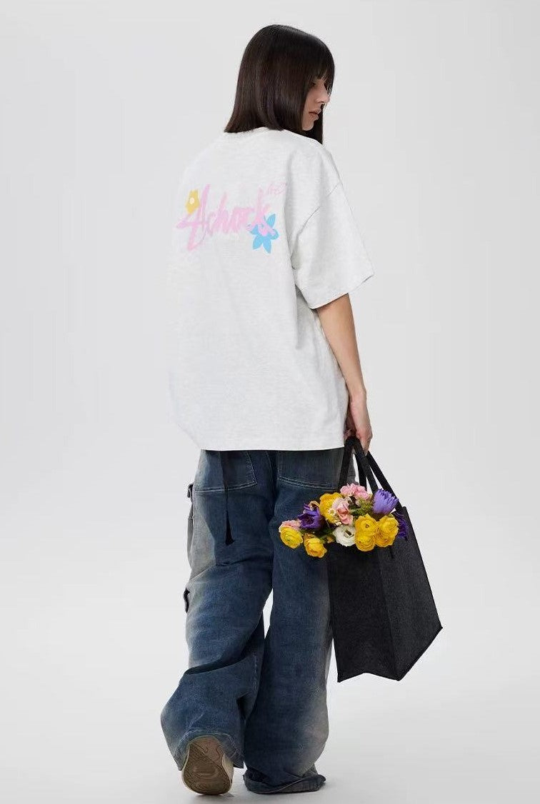 ACHOCK Flower Printed Logo T-shirts