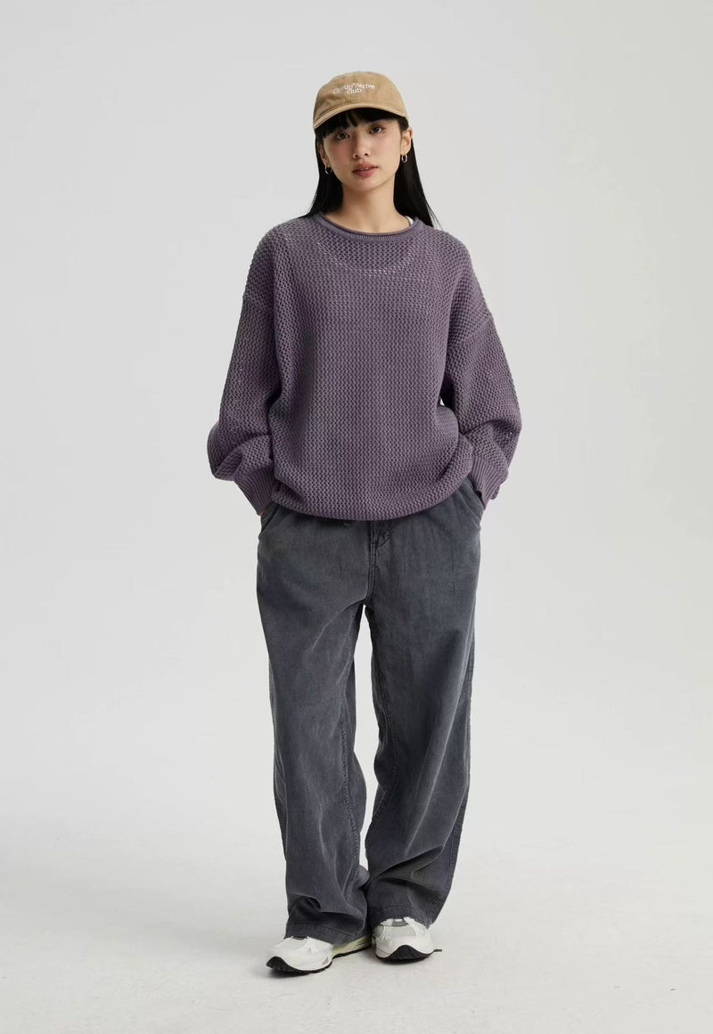 WASSUP Hollow Round Collar Sweater