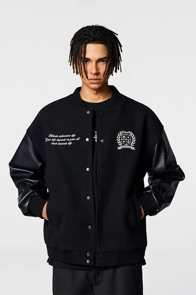 ACHOCK Vintage Patchwork Logo Design Jacket