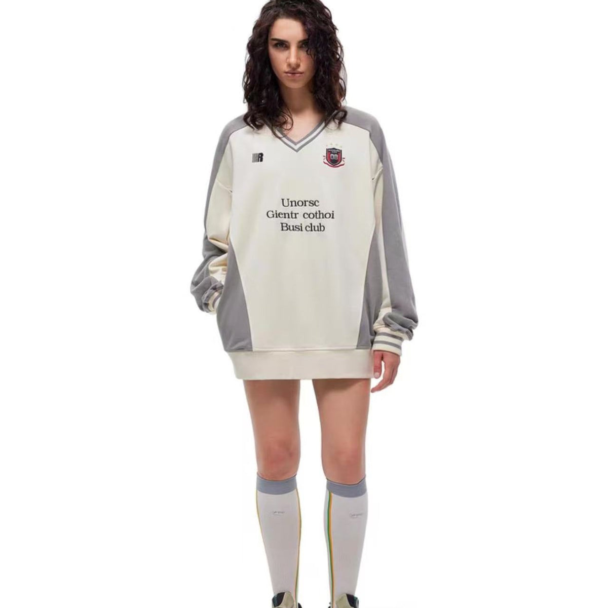 FDR Badge V-neck Contrasting Colors Sweater