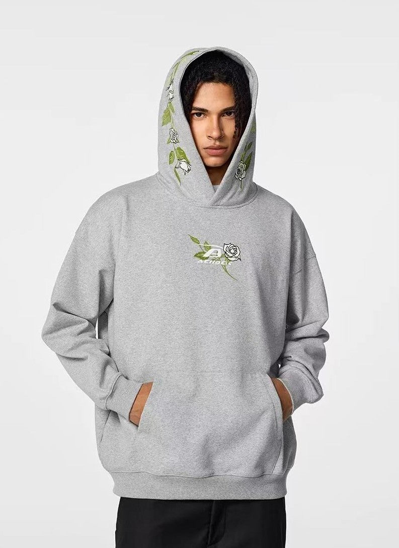 ACHOCK Floral Embroidered Retro Hoodie