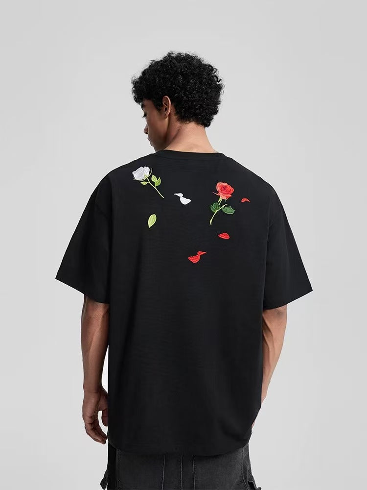 ACHOCK Rose Embroidered Short-sleeve T-shirt