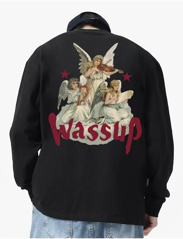 WASSUP Guardian Angel Printed Logo Sweatshirt