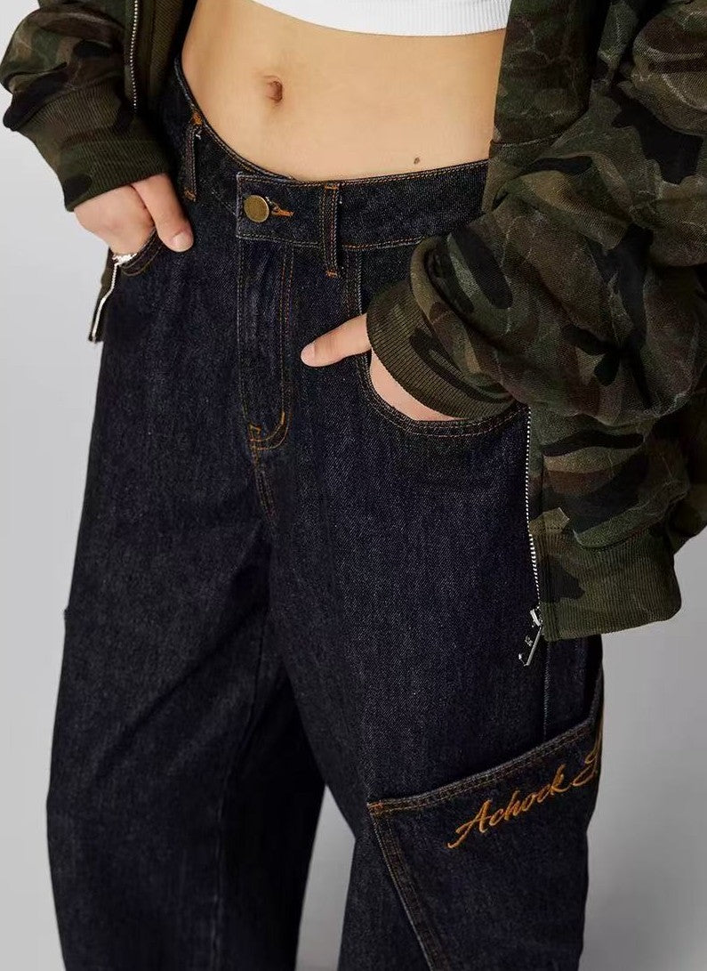 ACHOCK Large Pocket Denim Jeans