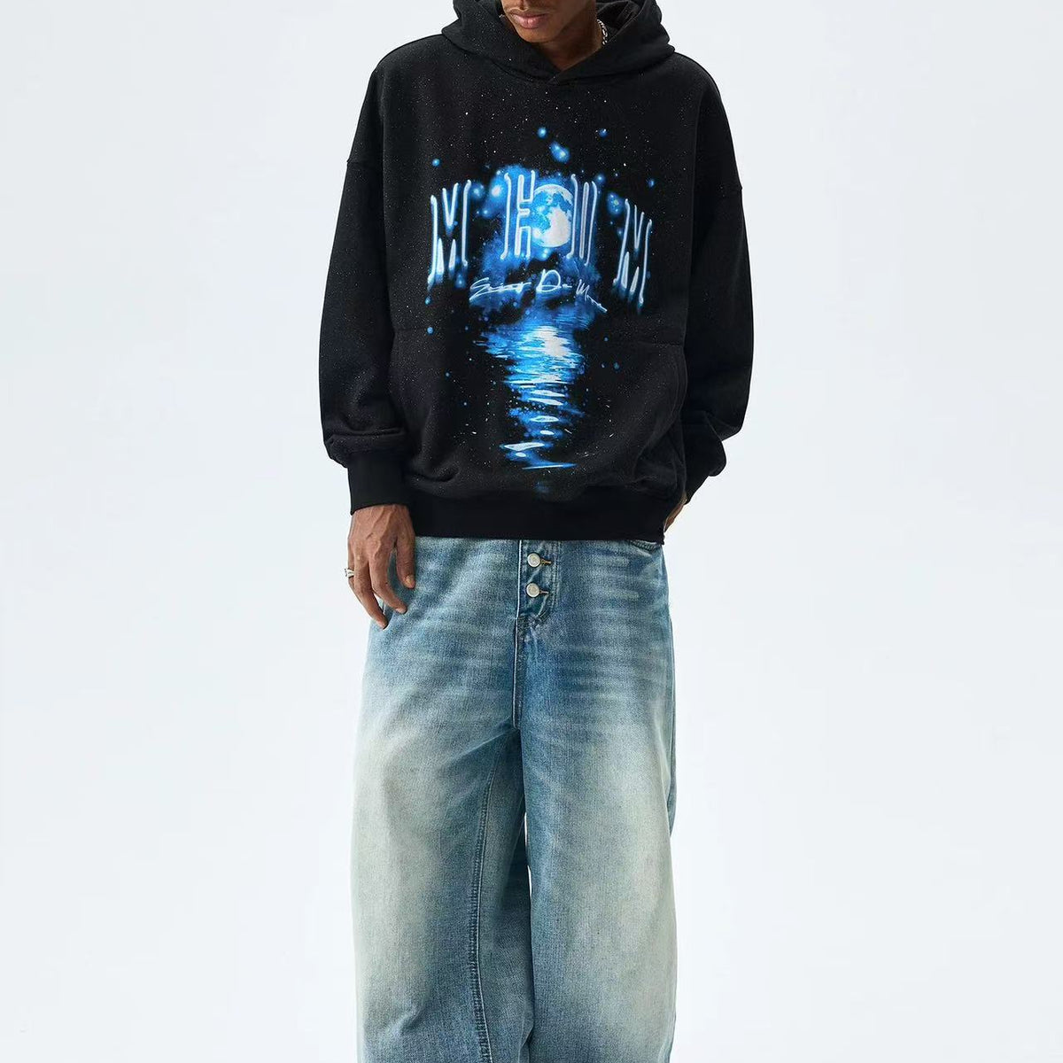MEDM Blue Glitter Moon Reflection Hoodie