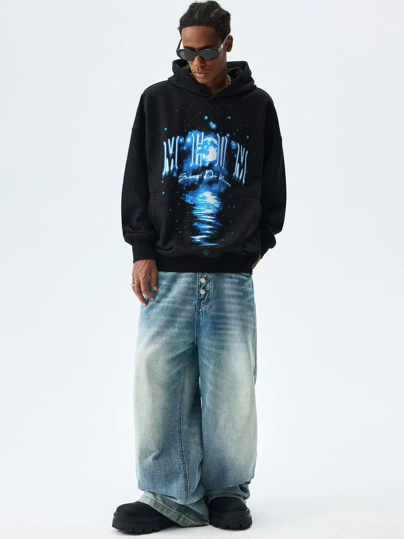 MEDM Blue Glitter Moon Reflection Hoodie